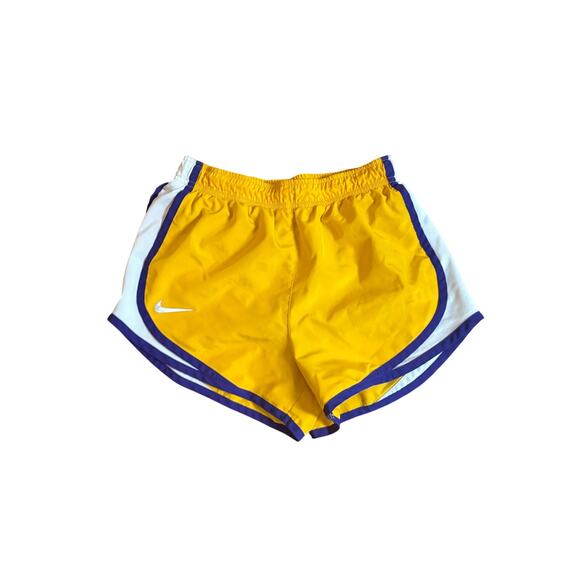 Women’s Medium Yellow and Purple Nike Dri Fit Shorts GUC - Picture 1 of 3